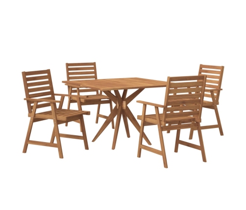 Juego de comedor de jardín 5 piezas madera maciza de acacia
