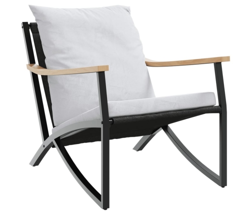 Juego de muebles de jardín con cojines 3 piezas acero negro