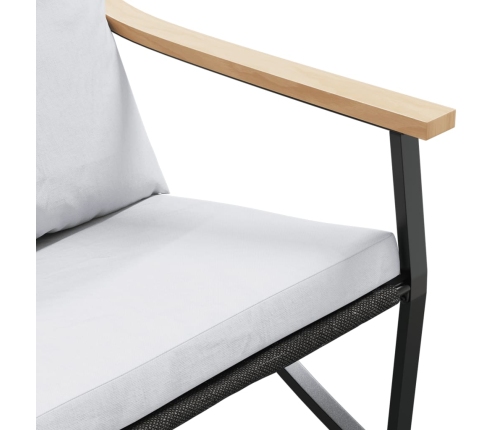 Juego de muebles de jardín con cojines 3 piezas acero negro