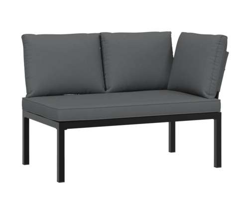 Set de sofás de jardín con cojines 3 piezas aluminio negro