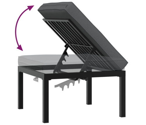 Set de sofás de jardín con cojines 3 piezas aluminio negro