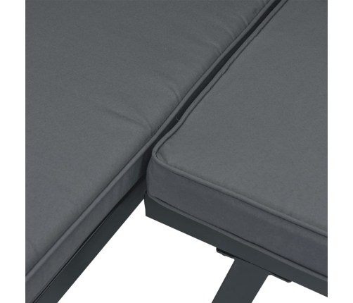 Set de sofás de jardín con cojines 3 piezas aluminio negro