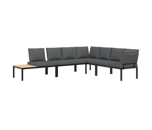 Set de sofás de jardín con cojines 4 piezas aluminio negro
