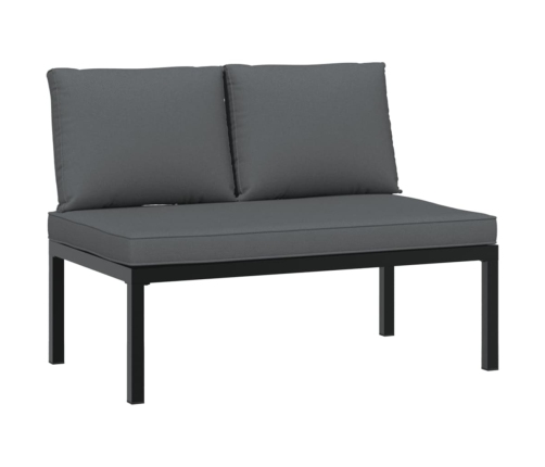 Set de sofás de jardín con cojines 4 piezas aluminio negro