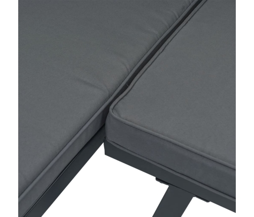 Set de sofás de jardín con cojines 3 piezas aluminio negro