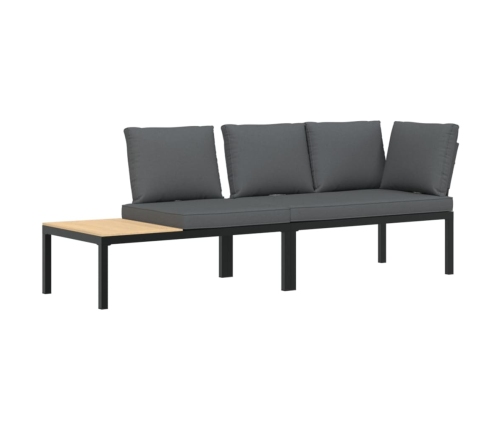 Set de sofás de jardín con cojines 2 piezas aluminio negro