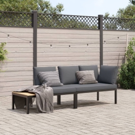 Set de sofás de jardín con cojines 2 piezas aluminio negro