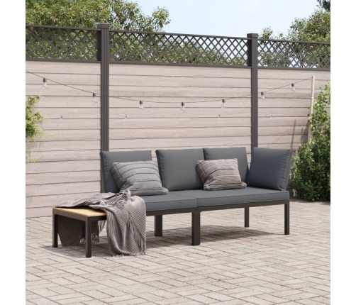 Set de sofás de jardín con cojines 2 piezas aluminio negro