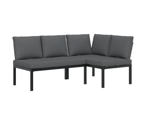 Set de sofás de jardín con cojines 2 piezas aluminio negro