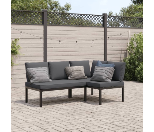 Set de sofás de jardín con cojines 2 piezas aluminio negro