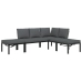 Set de sofás de jardín con cojines 4 piezas aluminio negro