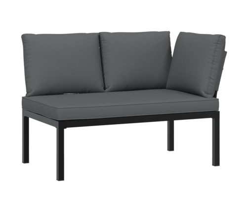 Set de sofás de jardín con cojines 4 piezas aluminio negro