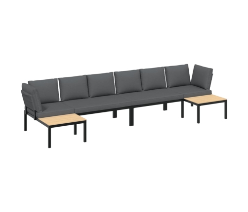 Set de sofás de jardín con cojines 4 piezas aluminio negro