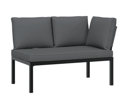 Set de sofás de jardín con cojines 4 piezas aluminio negro