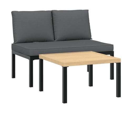 Set de sofás de jardín con cojines 2 piezas aluminio negro
