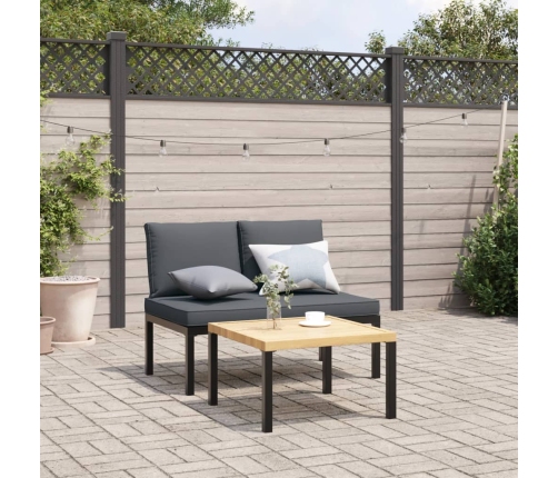 Set de sofás de jardín con cojines 2 piezas aluminio negro