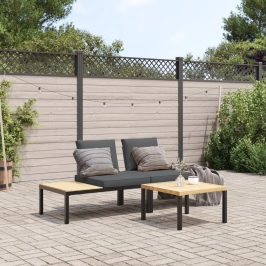 Set de sofás de jardín con cojines 3 piezas aluminio negro