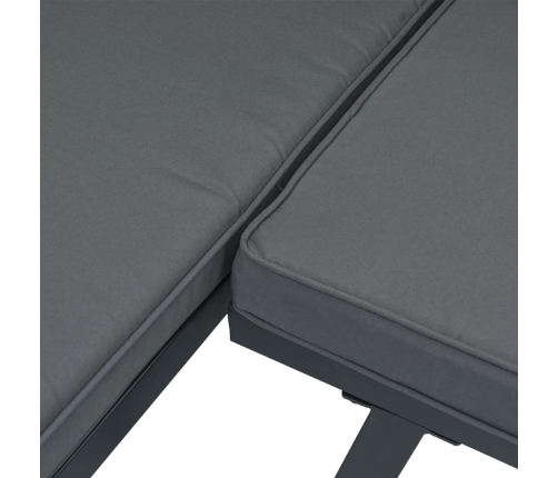 Set de sofás de jardín con cojines 3 piezas aluminio negro