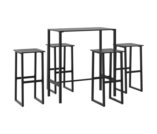 Juego de mesa alta y taburetes de jardín 5 piezas acero negro