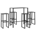 Juego de mesa alta y taburetes de jardín 5 piezas acero negro
