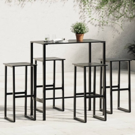 Juego de mesa alta y taburetes de jardín 5 piezas acero negro