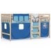 Cama alta para niños con cortinas madera pino azul 80x200 cm