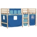 Cama alta para niños con cortinas madera pino azul 80x200 cm