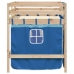 Cama alta para niños con cortinas madera pino azul 80x200 cm