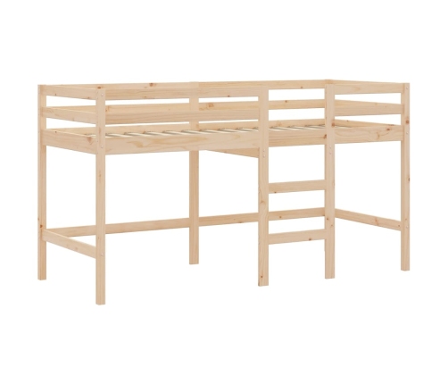 Cama alta para niños con cortinas madera pino rosa 90x190 cm