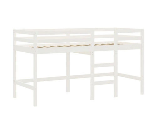 vidaXL Cama alta niños con cortinas madera pino blanco negro 90x190 cm