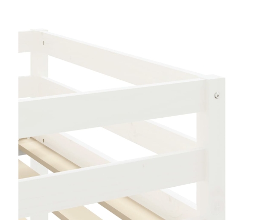 vidaXL Cama alta niños con cortinas madera pino blanco negro 90x190 cm