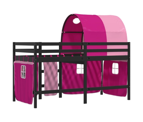 vidaXL Cama alta para niños con túnel madera pino rosa 80x200 cm