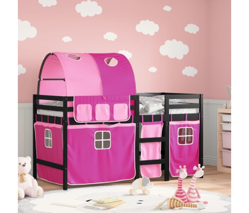 vidaXL Cama alta para niños con túnel madera pino rosa 80x200 cm