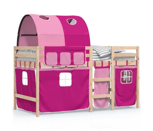 vidaXL Cama alta para niños con túnel madera pino rosa 90x190 cm