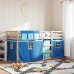 Litera con cortinas madera maciza de pino azul 75x190 cm