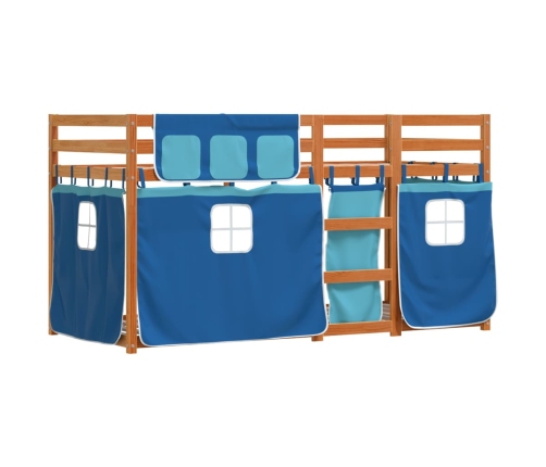 Litera con cortinas madera maciza de pino azul 75x190 cm