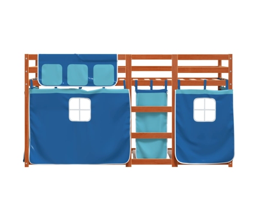 Litera con cortinas madera maciza de pino azul 75x190 cm