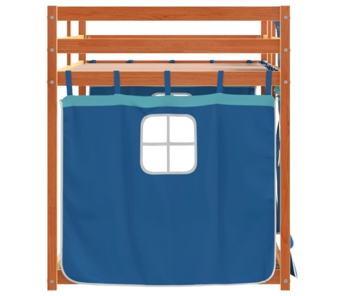 Litera con cortinas madera maciza de pino azul 75x190 cm