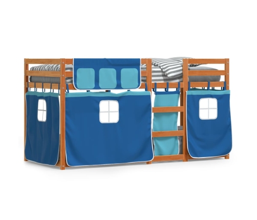 Litera con cortinas madera maciza de pino azul 75x190 cm
