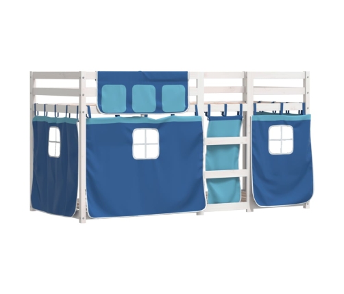 Litera con cortinas madera maciza de pino azul 90x200 cm