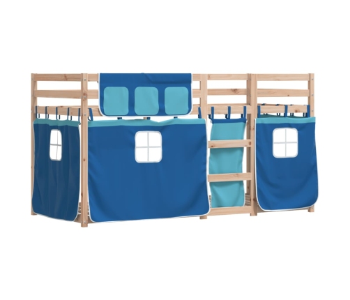 Litera con cortinas madera maciza de pino azul 90x190 cm