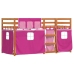 Litera con cortinas madera maciza de pino rosa 90x190 cm