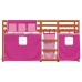 Litera con cortinas madera maciza de pino rosa 90x190 cm