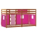 Litera con cortinas madera maciza de pino rosa 90x190 cm