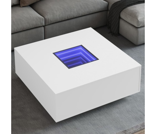 Mesa de centro con LED Infinity blanca 100x100x40 cm