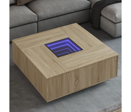 Mesa de centro con Infinity LED roble Sonoma 100x100x40 cm