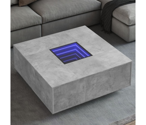 Mesa de centro con Infinity LED gris hormigón 100x100x40 cm