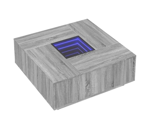 Mesa de centro con Infinity LED gris Sonoma 100x100x40 cm