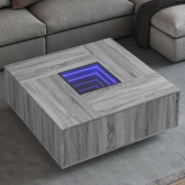 Mesa de centro con Infinity LED gris Sonoma 100x100x40 cm