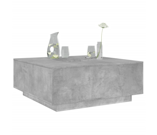 Mesa de centro madera ingeniería gris hormigón 100x100x40 cm